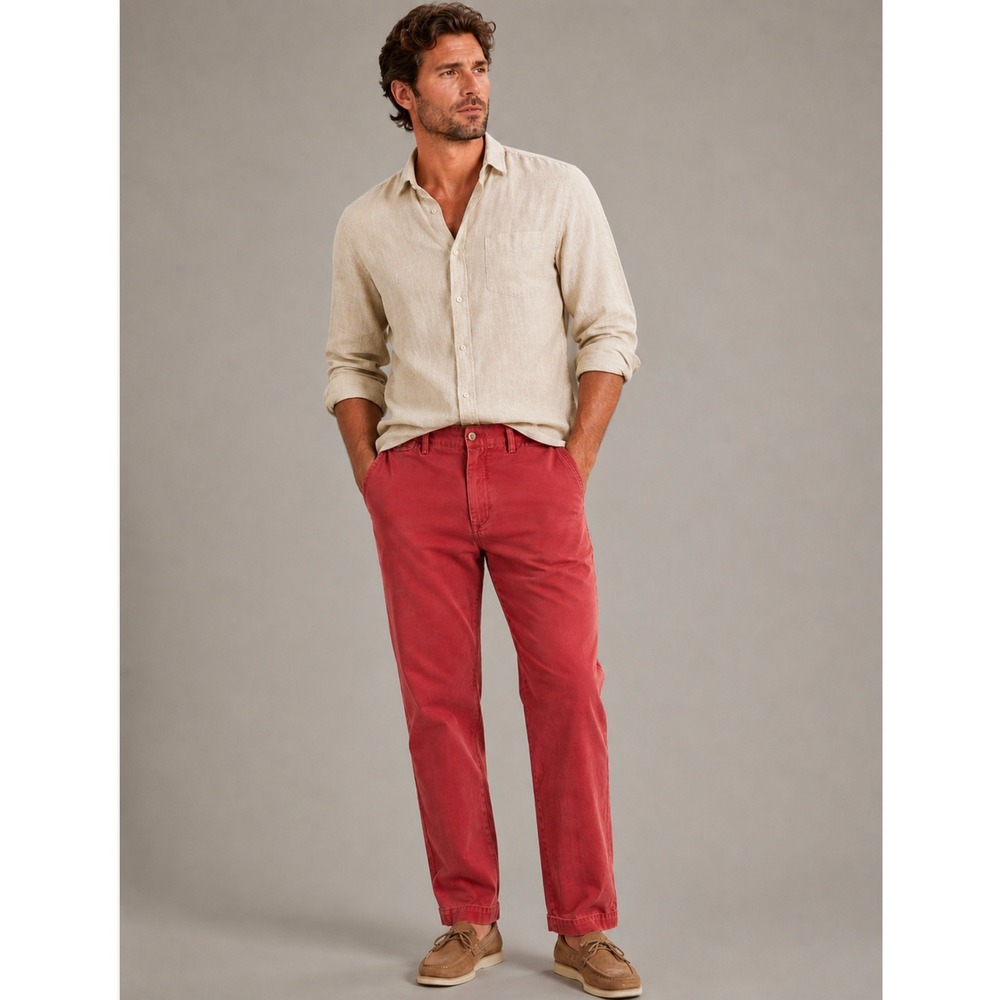 Vtg Polo Ralph Lauren Slim GI Fit Pants 36/32 Red Cotton Chinos Preppy Old Money